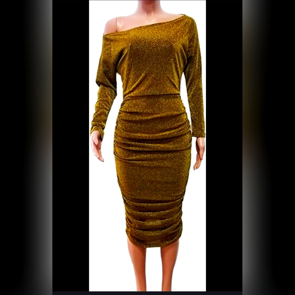 Gold Off Shoulder Dress